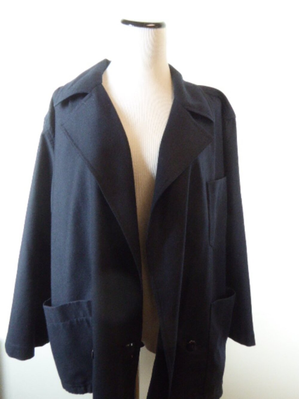 Alan Austin Vintage navy wool jacket unstructured  i44 L. Beverly Hills Designer